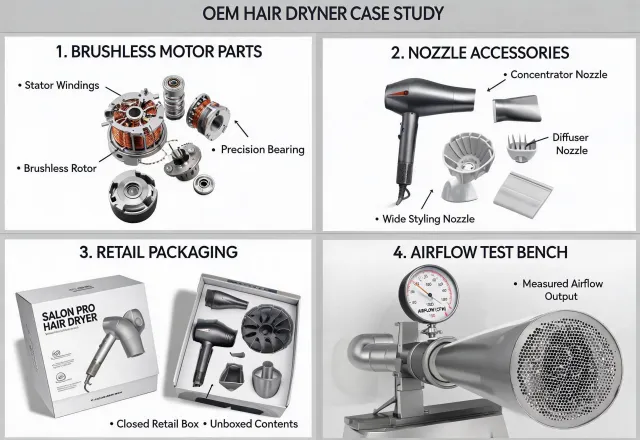 Hair dryer retail case